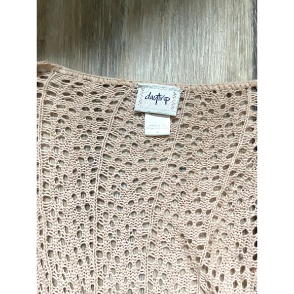 Cream Open Knit Boho Long Cardigan Cotton Small Drape Whimsygoth Y2K Retro Fairy - Picture 4 of 5